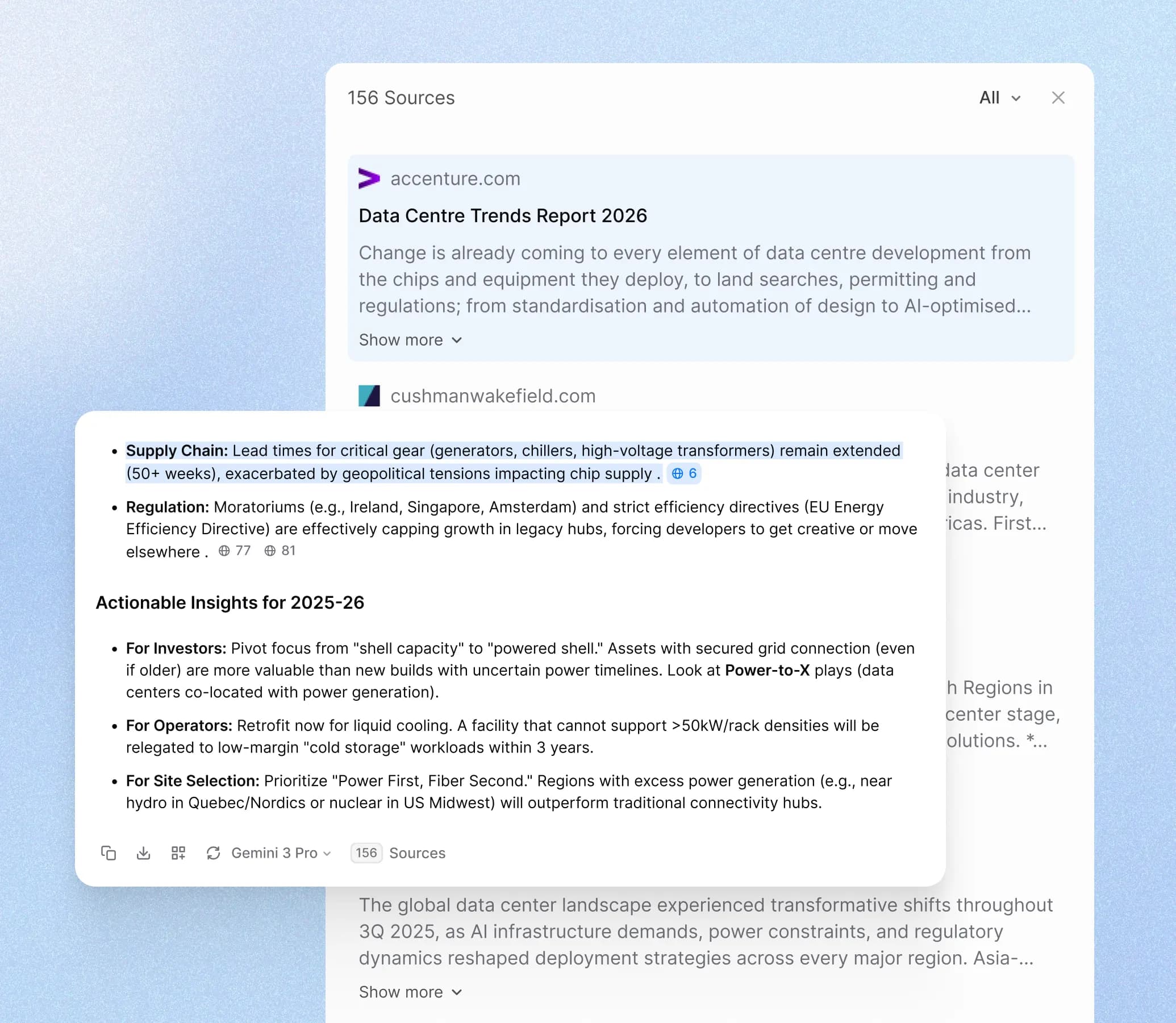 Deep research across academic, policy, and institutional sources