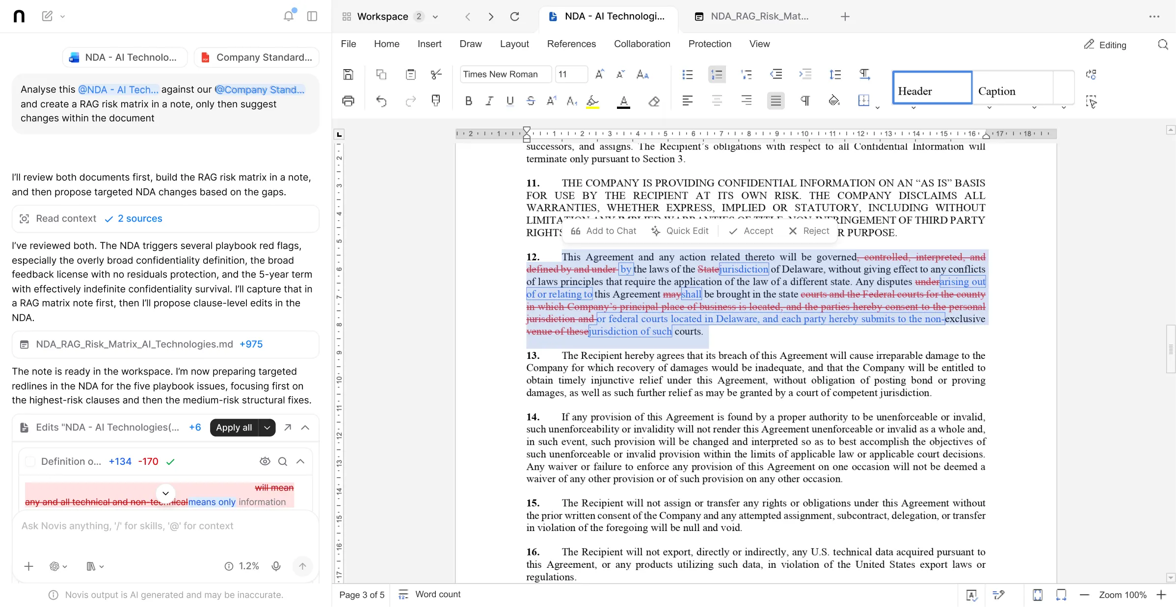 UI shot of Docx workspace