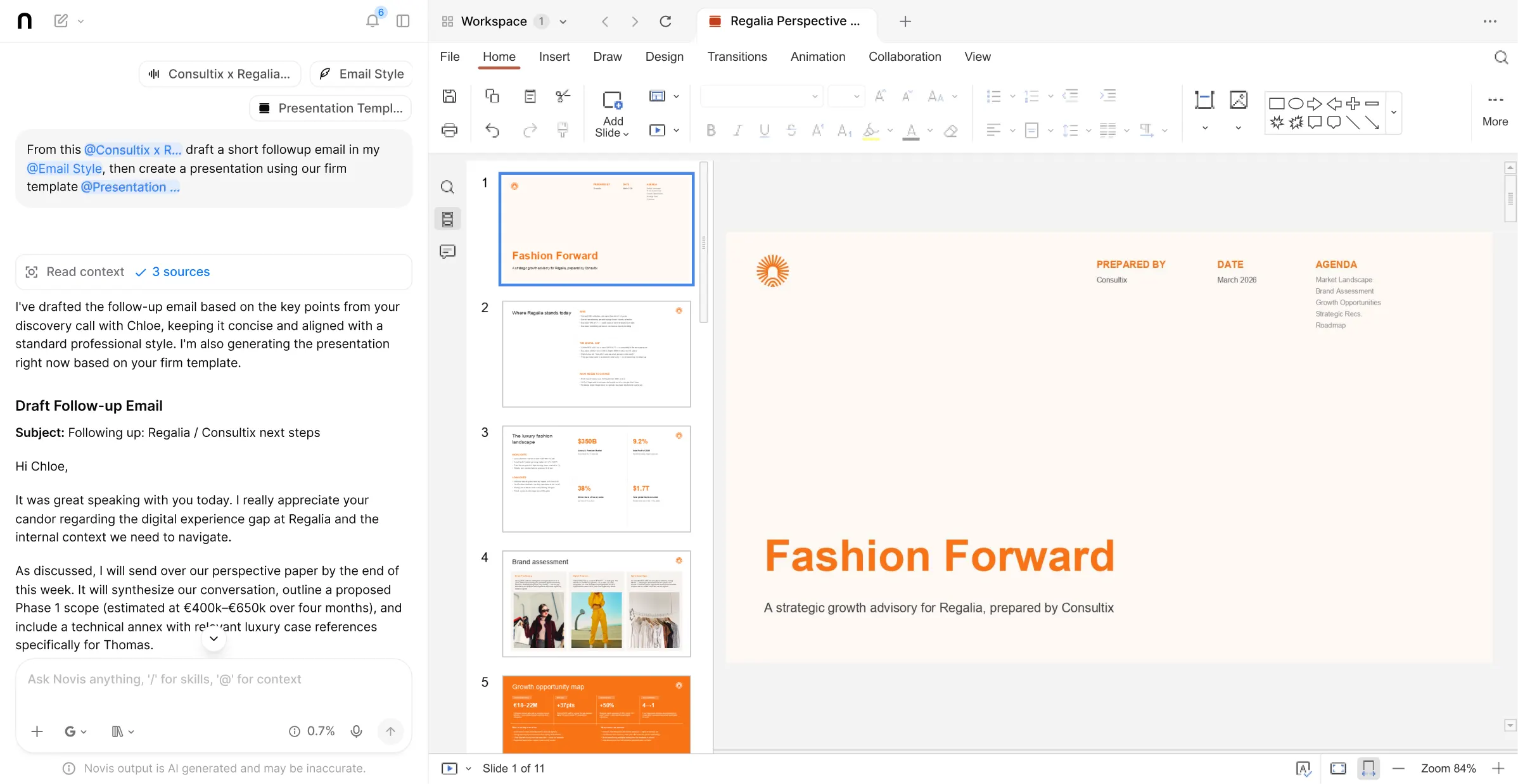 UI shot of Pptx workspace